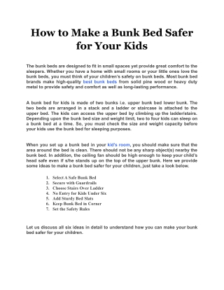 How to Make a Bunk Bed Safer for Your Kids