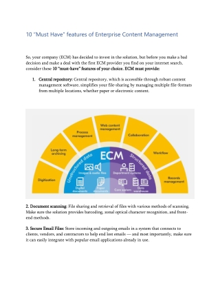 10 “Must Have” features of Enterprise Content Management