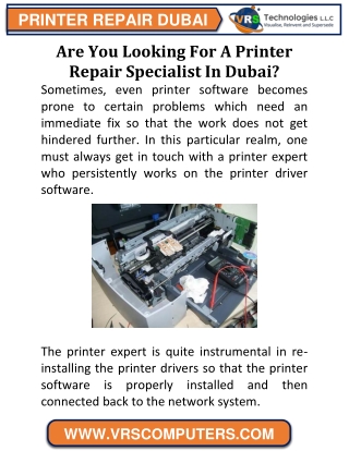 Are You Looking For A Printer Repair Specialist In Dubai?