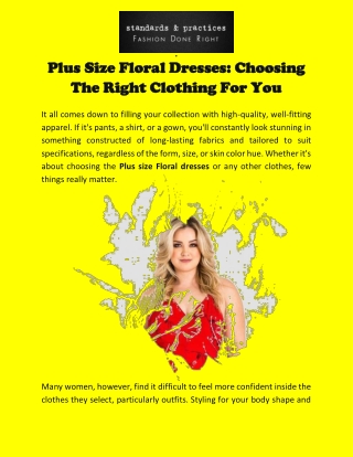 Buy Stylish Plus Size Floral Dresses For Women Online | Standards & Practices