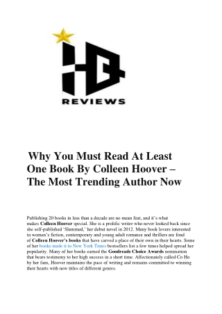 Why You Must Read At Least One Book By Colleen Hoover – The Most Trending Author Now