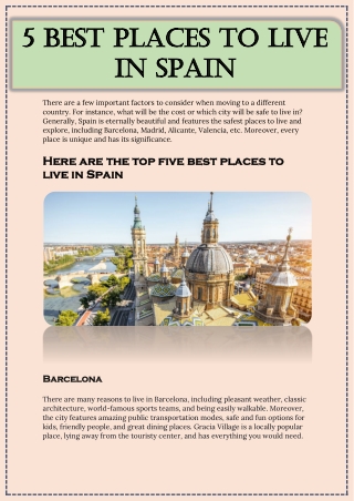 5 Best Places to Live in Spain