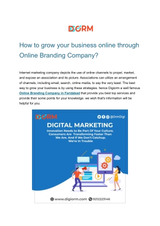 How to grow your business online through Online Branding Company