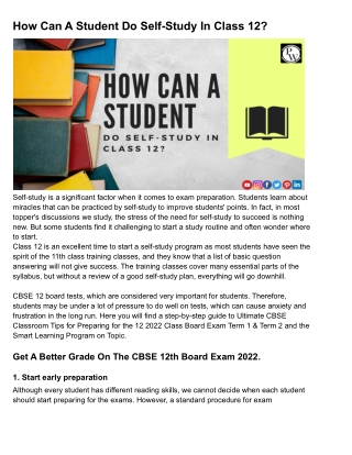 How can a student self-study in class 12