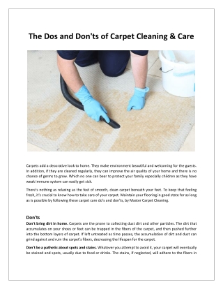 The Dos and Don'ts of Carpet Cleaning & Care