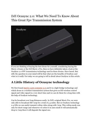 DJI Ocusync 2.0: What We Need To Know About This Great Fpv Transmission System