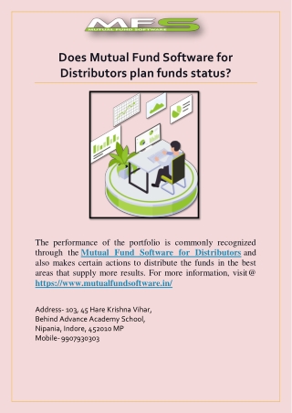 Does Mutual Fund Software for Distributors plan funds status