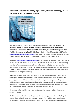 Global Elevators & Escalators Market Research Report 2021-2026