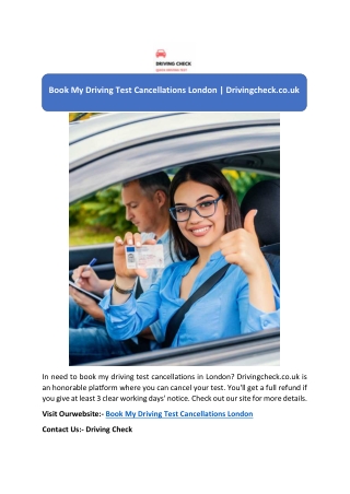 Book My Driving Test Cancellations London | Drivingcheck.co.uk