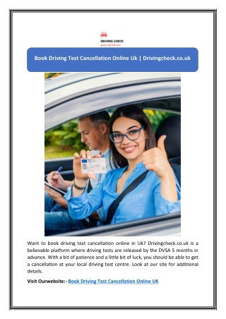 Book Driving Test Cancellation Online Uk | Drivingcheck.co.uk