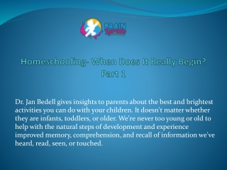 Homeschooling- When Does It Really Begin - Part 1