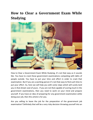 How to Clear a Government Exam While Studying