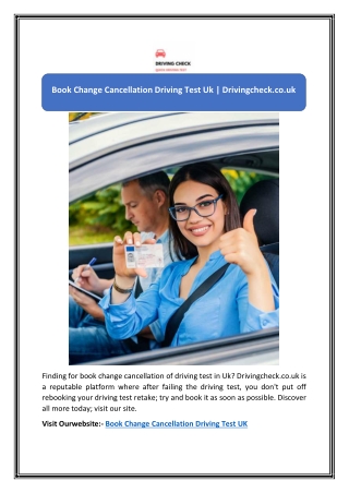 Book Change Cancellation Driving Test Uk | Drivingcheck.co.uk