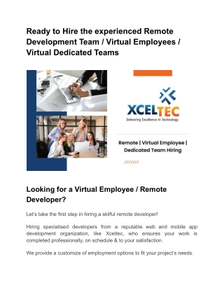 Ready to Hire the experienced Remote Development Team _ Virtual Employees _ Virtual Dedicated Teams