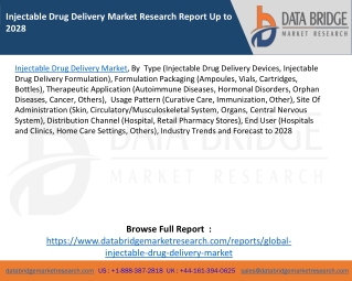 Injectable Drug Delivery Market Research Report Up to 2028