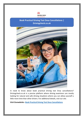 Book Practical Driving Test Dvsa Cancellations | Drivingcheck.co.uk