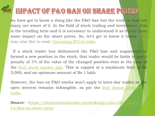 Impact of F&O ban on Share Price