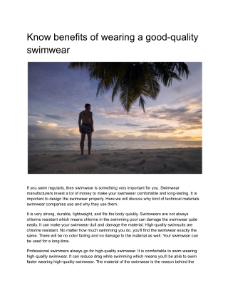 Know benefits of wearing a good-quality swimwear