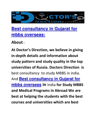 Best consultancy in Gujarat for mbbs overseas