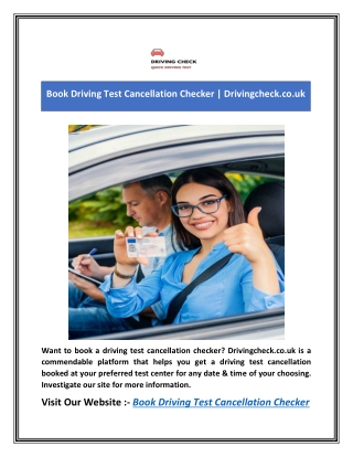 Book Driving Test Cancellation Checker | Drivingcheck.co.uk