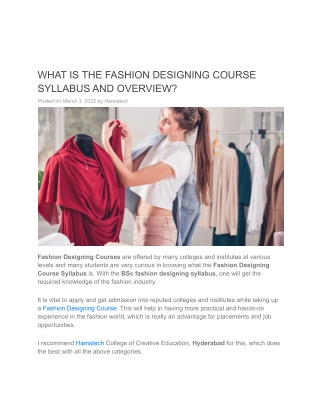 WHAT IS THE FASHION DESIGNING COURSE SYLLABUS AND OVERVIEW