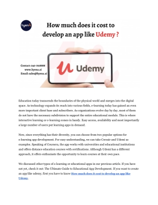 How much does it cost to develop an app like Udemy
