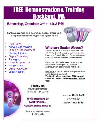 Holiday Inn 929 Hingham Street Rockland, MA 02370 With questions or to REGISTER… contact Diane Scott at Diane.scott13@v