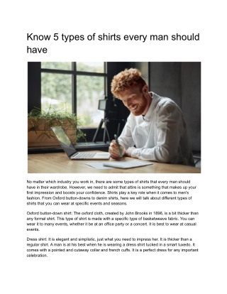 Know 5 types of shirts every man should have