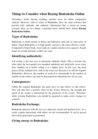 Things to Consider when Buying Rudraksha Online