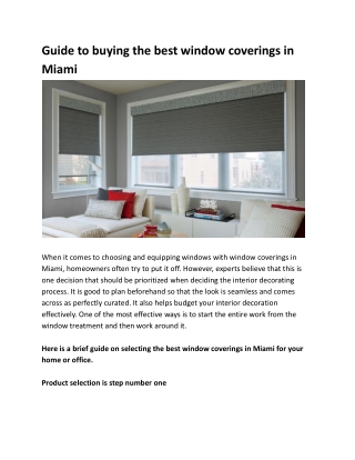 Guide to buying the best window coverings in Miami