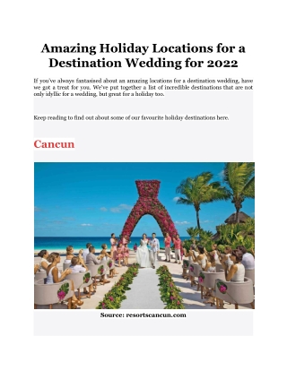 Amazing Holiday Locations for a Destination Wedding for 2022
