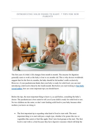 Introducing Solid Foods To Baby: 7 Tips For New Parents