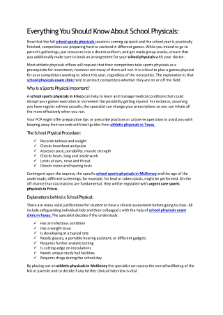Everything You Should Know About School Physicals