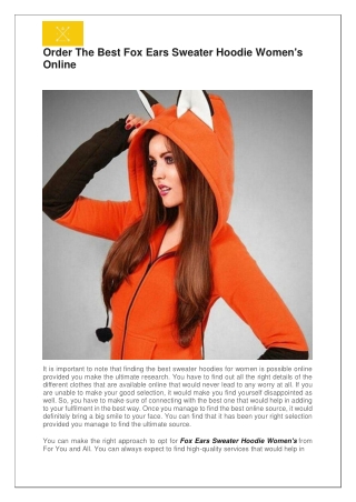 Order The Best Fox Ears Sweater Hoodie Women's Online