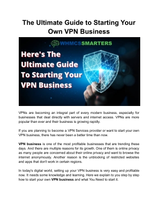 Here's The Ultimate Guide to Starting Your Own VPN Business