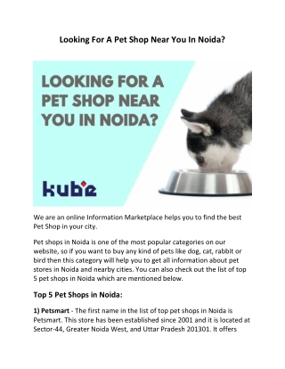 Looking For A Pet Shop Near You In Noida