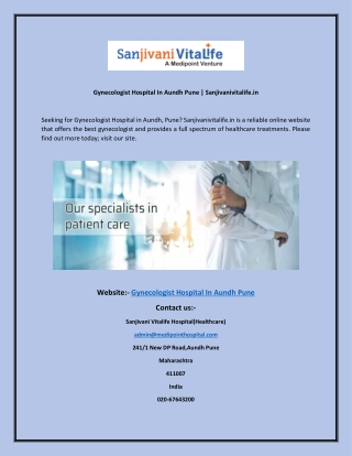 Gynecologist Hospital In Aundh Pune Sanjivanivitalife.in