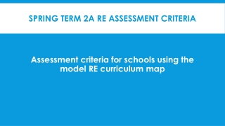 Spring term 2A RE assessment criteria