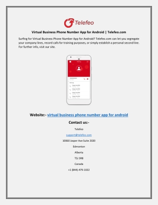 Virtual Business Phone Number App for Android Telefeo.com