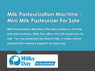 Milk Pasteurization Machine | Mini Milk Pasteurizer For Sale