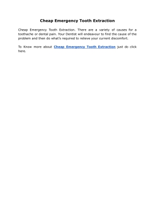 Cheap Emergency Tooth Extraction