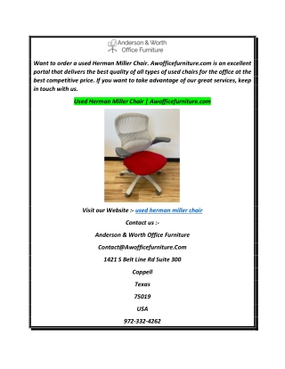 Used Herman Miller Chair  Awofficefurniture.com