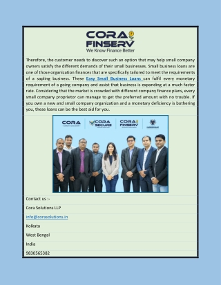 Easy Small Business Loans | Corasolutions.in