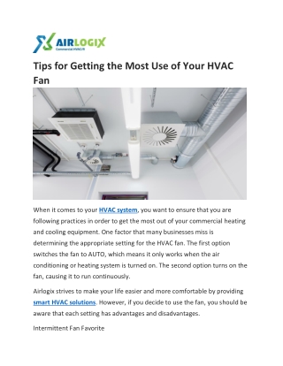 Tips for Getting the Most Use of Your HVAC Fan