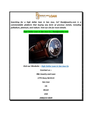 High Dollar Loan In San Jose Ca  Randjjewelry.com
