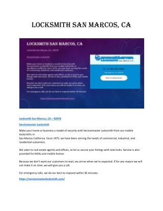 Locksmith San Marcos, CA