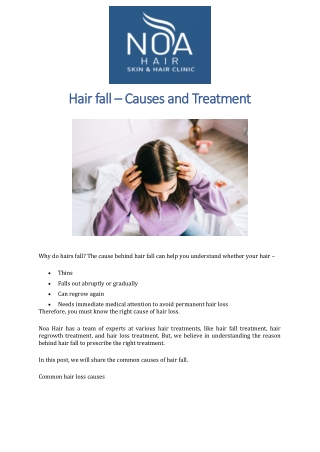 Hair fall – Causes and Treatment