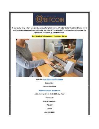 Best Bitcoin Wallet Canada  Vancouver Bitcoin