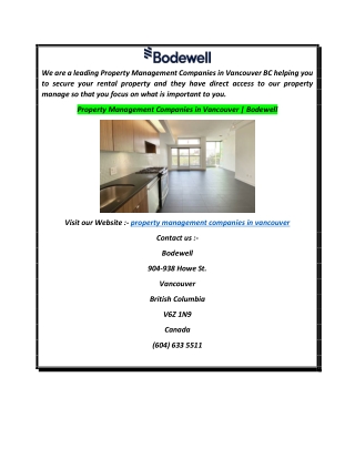 Property Management Companies in Vancouver  Bodewell