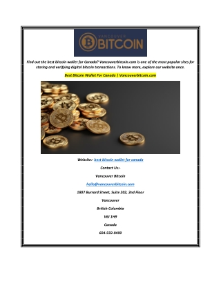 Best Bitcoin Wallet For Canada Vancouverbitcoin.com